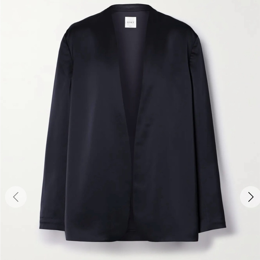 NWT Leset Barb Satin Blazer in Midnight Size Small - Picture 3 of 6
